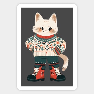 Vintage Christmas Cat Magnet